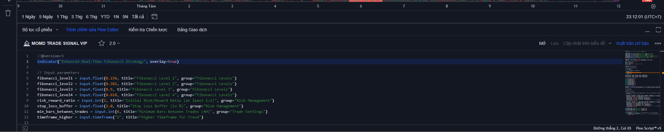 Cách chèn code pine script vào tradingview